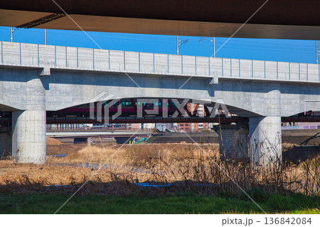 早春の河川敷 136842084