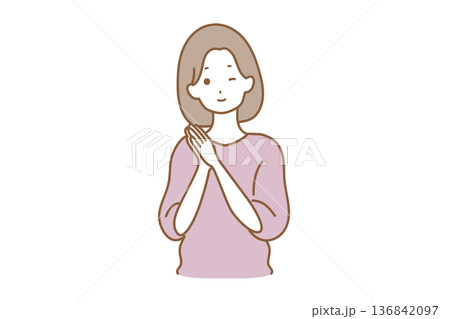 女性 表情 お願い 女性 表情 お願い 136842097