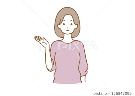 女性　表情　案内 136842099