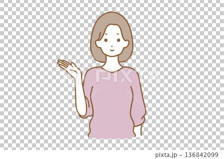 女性　表情　案内 136842099