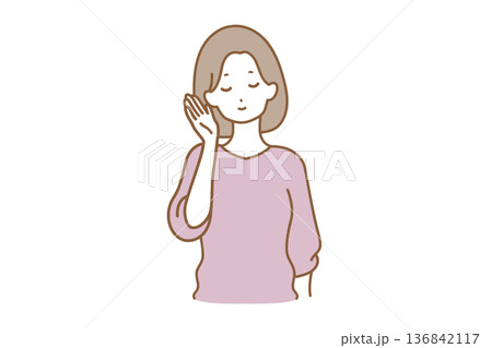 女性 表情 耳を傾ける 女性 表情 耳を傾ける 136842117