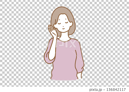 女性 表情 耳を傾ける 女性 表情 耳を傾ける 136842117