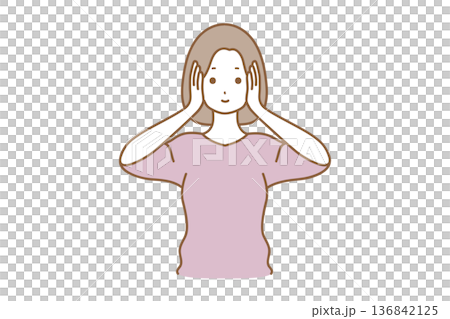 Woman hiding her ears 136842125