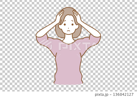 A woman holding a head 136842127