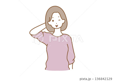 舌を出す表情の女性 舌を出す表情の女性 136842129