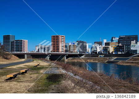 早春の河川敷 136842189