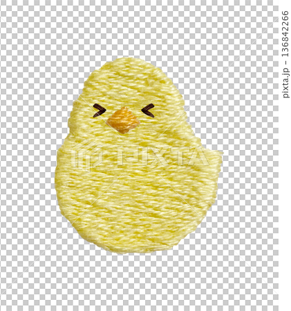 【お座りひよこ】手刺繍イラスト素材 136842266