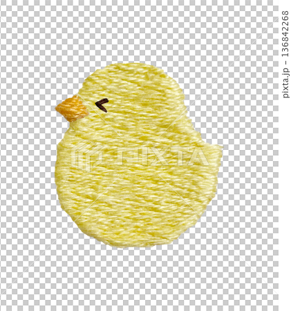 【側坐的小雞】手工刺繡插畫素材 136842268