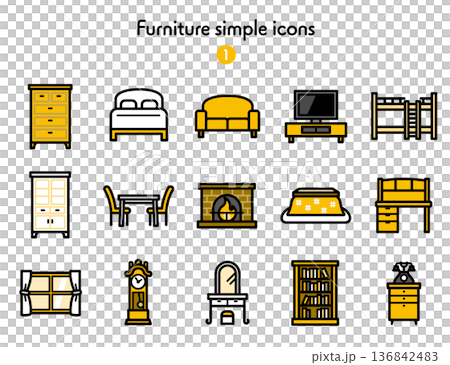 Simple Icon Collection Furniture 1 136842483