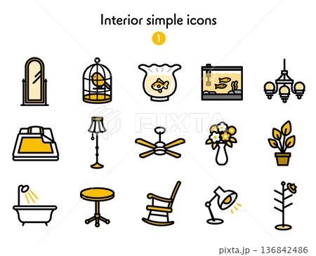 シンプルアイコン集 インテリア シンプルアイコン集 インテリア 136842486