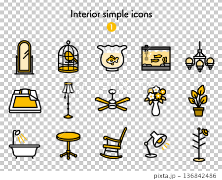 シンプルアイコン集 インテリア シンプルアイコン集 インテリア 136842486
