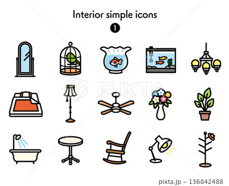 シンプルアイコン集 インテリア 136842488
