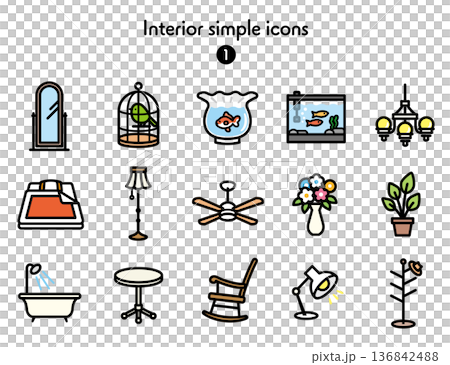 シンプルアイコン集 インテリア 136842488