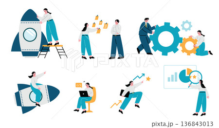 ビジネス女性のイラストセット 136843013