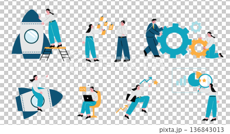 ビジネス女性のイラストセット 136843013