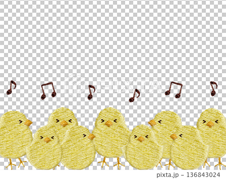 [Chick frame] Hand embroidery illustration material 136843024