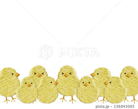【ひよこフレーム】手刺繍イラスト素材 【ひよこフレーム】手刺繍イラスト素材 136843085