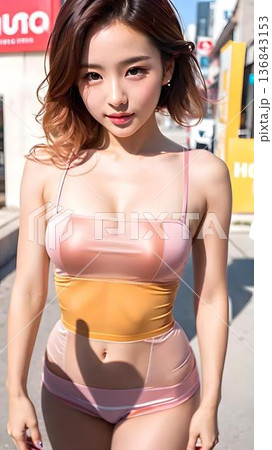 可愛いポーズの若い女性 136843153