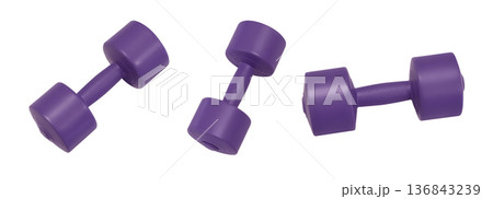 Violet dumbbells complement yoga and pilates Violet dumbbells complement yoga and pilates 136843239