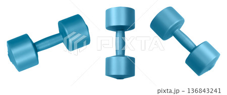 Blue neoprene dumbbells for studio training Blue neoprene dumbbells for studio training 136843241