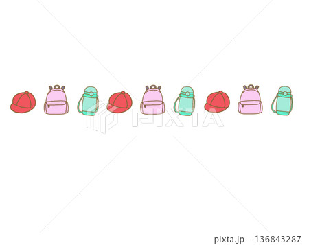 遠足のお知らせに使えるライン素材 136843287