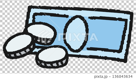 Hand-drawn illustration of cash silver coins Hand-drawn illustration of cash silver coins 136843634