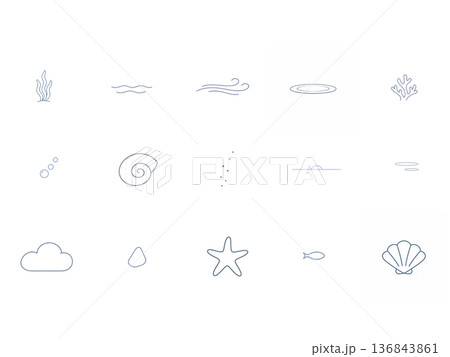 海の生き物イラスト素材集、アイコン 136843861