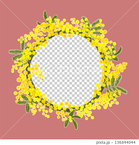 ミモザのリース（リース内透過・コーラル） 136844044