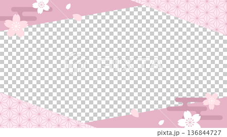 Cherry blossom and pink Japanese pattern frame Cherry blossom and pink Japanese pattern frame 136844727