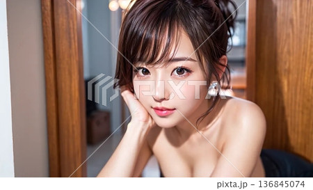 若い女性のビューティーイメージ 136845074