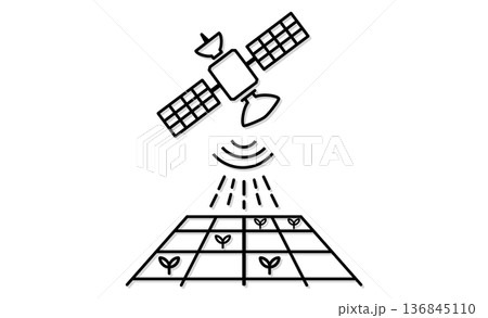 衛星データを活用したスマート農業(精密農業)のコンセプトアイコン 衛星データを活用したスマート農業(精密農業)のコンセプトアイコン 136845110