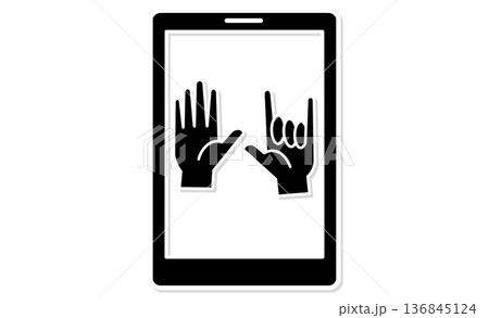 オンライン手話相談窓口:スマートデバイスによる意思疎通のイメージ オンライン手話相談窓口:スマートデバイスによる意思疎通のイメージ 136845124