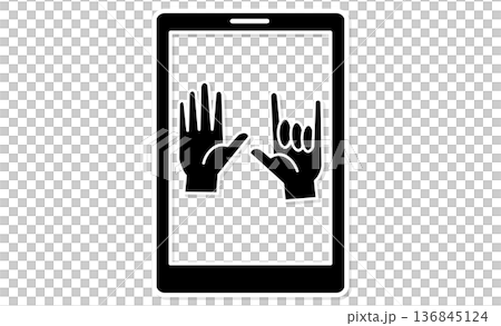オンライン手話相談窓口:スマートデバイスによる意思疎通のイメージ オンライン手話相談窓口:スマートデバイスによる意思疎通のイメージ 136845124