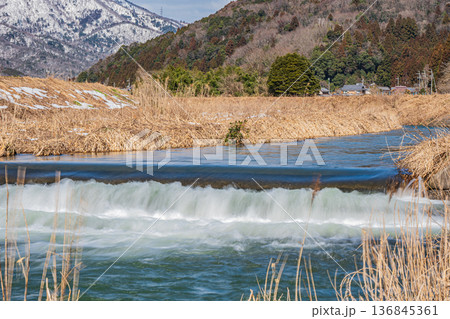 浅春の知内川　滋賀県高島市マキノ町 136845361