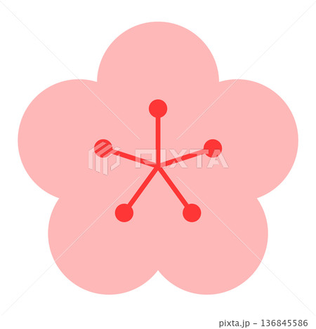 梅の花シルエットのシンプル背景 136845586