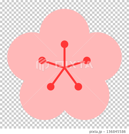 梅の花シルエットのシンプル背景 136845586