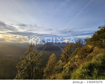 This is mount bromo in the morning. This is mount bromo in the morning. 136845670