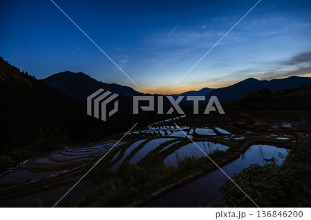 春の丸山千枚田夕暮の 春の丸山千枚田夕暮の 136846200