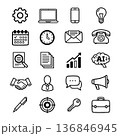 ビジネス・IT・デジタルマーケティング アイコンセット（AI・チャット・分析・目標）フラット 136846945