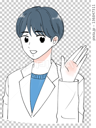 白衣男性手 136847311