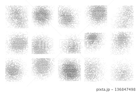 Set of halftones noise geometric dots gradient and pop art texture. Vector illustration. Monochrome Abstract dot, Gradient halftone dots for background pattern. Noise grain dust pattern. Set of halftones noise geometric dots gradient and pop art texture. Vector illustration. Monochrome Abstract dot, Gradient halftone dots for background pattern. Noise grain dust pattern. 136847498