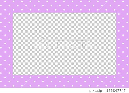 Purple rectangle frame with polka dot pattern for card print, polaroid photo, ad template, poster, book cover, notepad, sticky note, memo, banner, border, postcard, standee, paper design, decoration 136847745