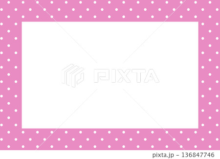 Pink rectangle frame with polka dot pattern for card print, polaroid photo, ad template, poster, book cover, notepad, sticky note, memo, banner, border, postcard, standee, paper design, decoration Pink rectangle frame with polka dot pattern for card print, polaroid photo, ad template, poster, book cover, notepad, sticky note, memo, banner, border, postcard, standee, paper design, decoration 136847746