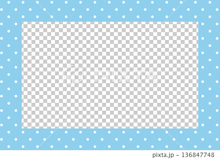 Blue rectangle frame with polka dot pattern for card print, polaroid photo, ad template, poster, book cover, notepad, sticky note, memo, banner, border, postcard, standee, paper design, decoration 136847748