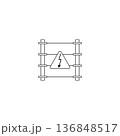 Electric fence icon with high voltage sign in triangle. Isolated vector illustration on white background. 136848517