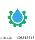 Gear wheel, cogwheel and a drop water. Vector illustration. 136848518