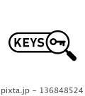 Key words icon. Search bar, key and magnifier. Vector illustration.  136848524