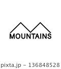 Mountains minimal simple logo. Isolated vector illustration on white background.  136848528