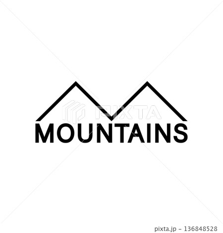 Mountains minimal simple logo. Isolated vector illustration on white background. Mountains minimal simple logo. Isolated vector illustration on white background. 136848528