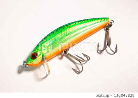 Special different colorful fishing tackles. Preparing for fishing Special different colorful fishing tackles. Preparing for fishing 136848829